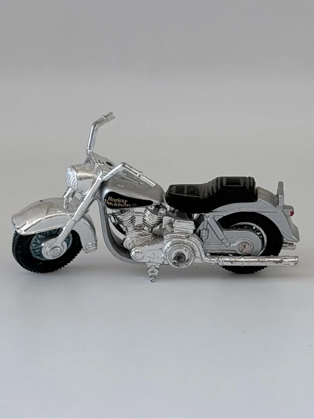 Vintage Harley Davidson 1/66 Matchbox Silver & Black Diecast Motorcycle